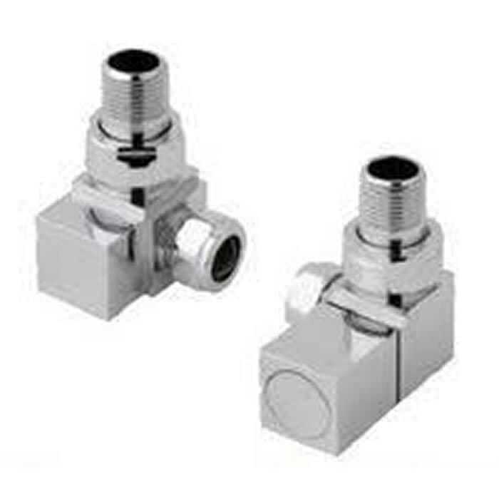 Totally Rads Eastbrook Corner Square Radiator Valves Pair - Chrome - 41.3010