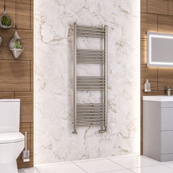 Eastbrook Ladder Rails Eastbrook Wendover Straight Heated Towel Rail in Brushed Brass 1400 x 500 / Dual Fuel