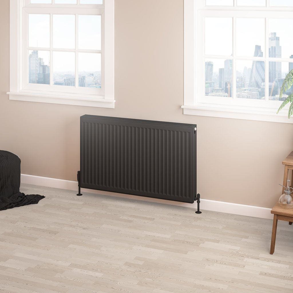 Aquarius Bathrooms Type 22 Aquarius Type 22 Compact Panel Radiator in Matt Black 600 x 1000mm