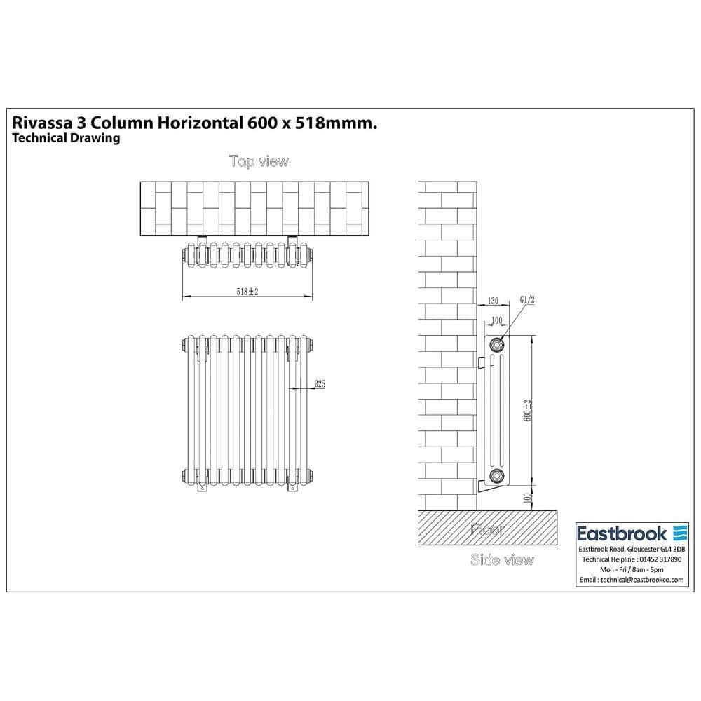 Eastbrook Rivassa Traditional 3 Column Radiator in Matt Anthracite