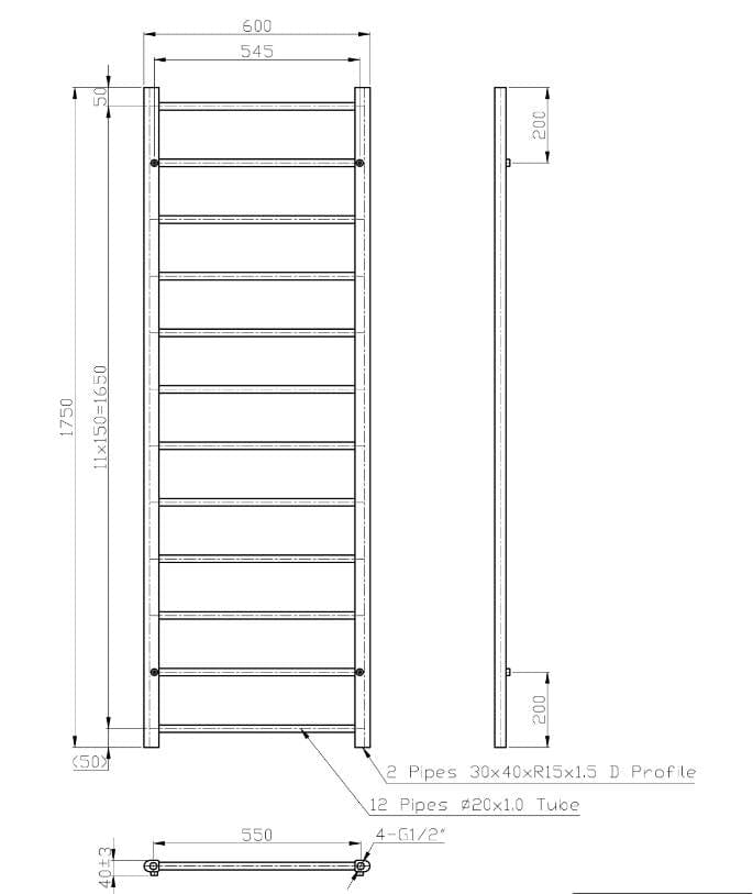 Eastbrook Eastbrook Tuscan Round Heated Towel Rail in White