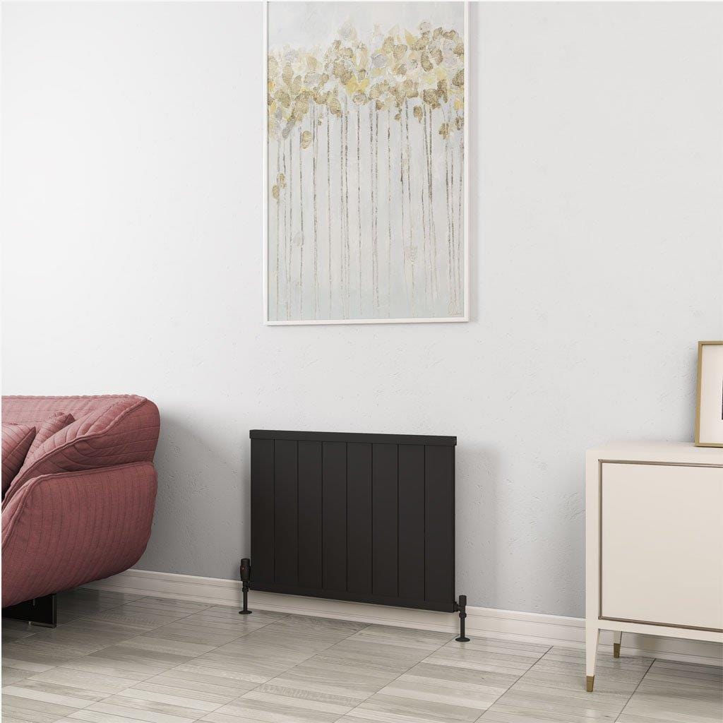 Eastbrook Panel Radiator Eastbrook Kingswood Slimline Horizontal Aluminium Radiator 600 x 810mm / Matt Black