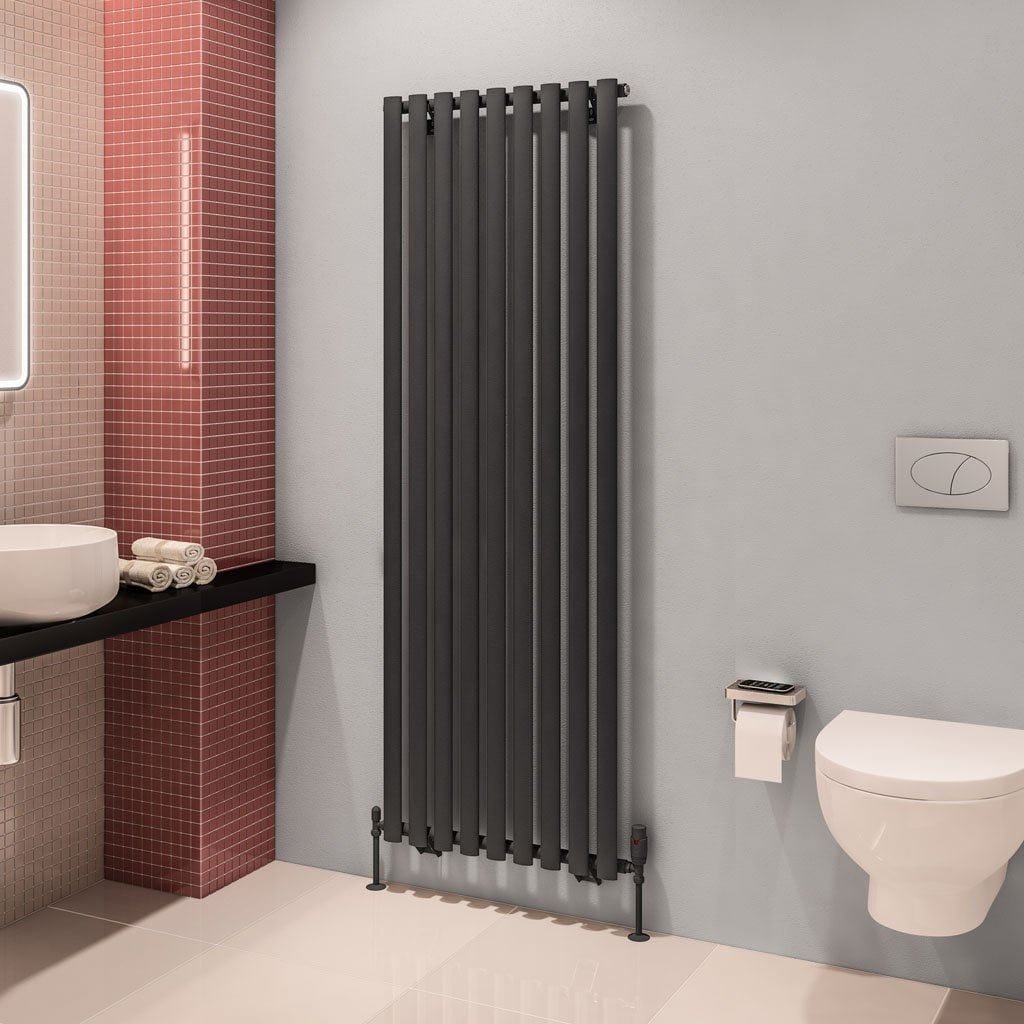 Eastbrook Panel Radiators Eastbrook Tunstall Straight Vertical Designer Radiator in Matt Anthracite 1800 x 630