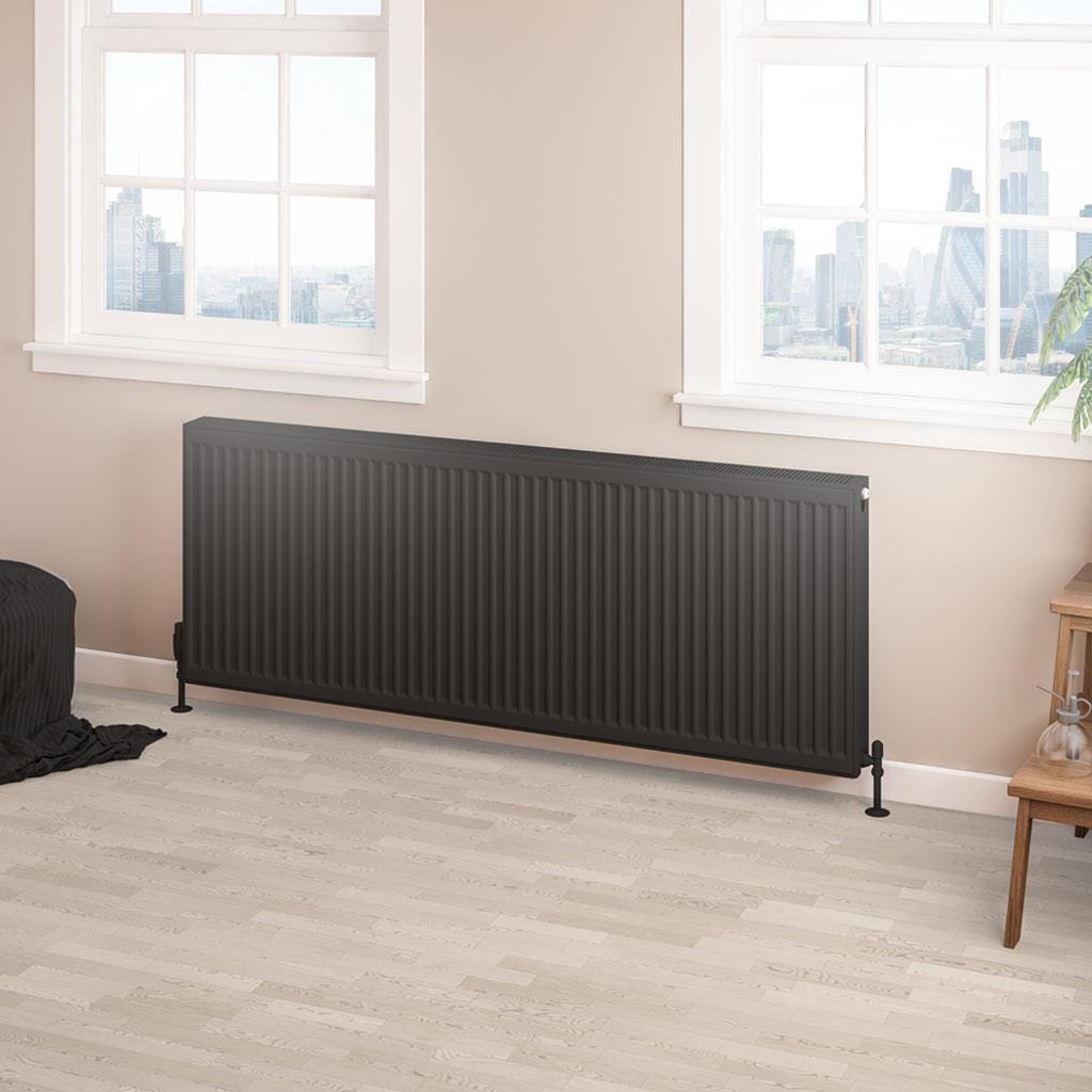 Aquarius Aquarius Type 22 Compact Panel Radiator in Matt Black 600 x 1600