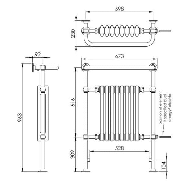 Vogue Insert Radiators Vogue Regency Traditional Floor Mounted Radiator in Chrome/White