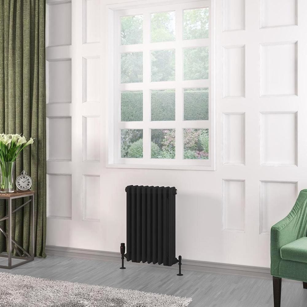 Eastbrook Column Radiator Eastbrook Rivassa Traditional 3 Column Radiator in Matt Black 600 x 428 / Dual Fuel