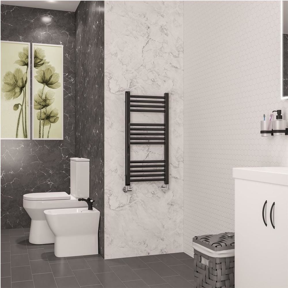 Eastbrook Ladder Rail Eastbrook Wendover Straight Heated Towel Rail in Black Gold 800 x 400mm / Central Heating
