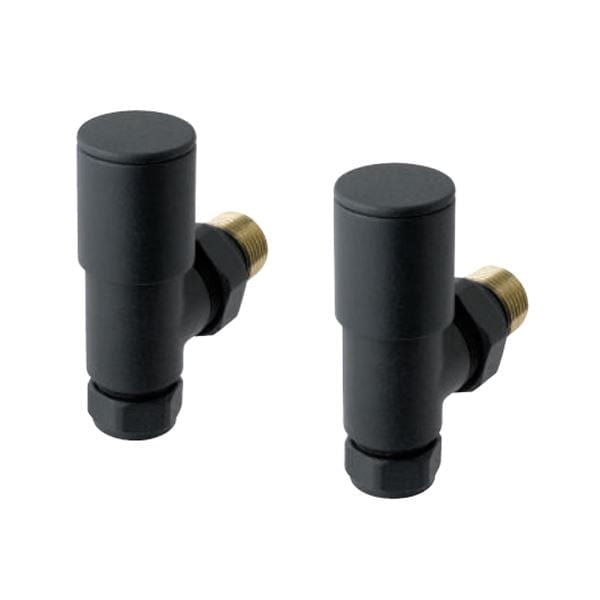 Totally Rads Eastbrook Round Head Angled Manual Radiator Valves Pair - Matt Anthracite - 41.3015