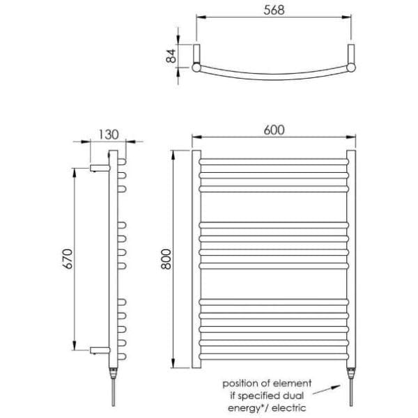 Vogue Ladder Rails Vogue Kerve Curved Ladder Rail in Polished Stainless Steel