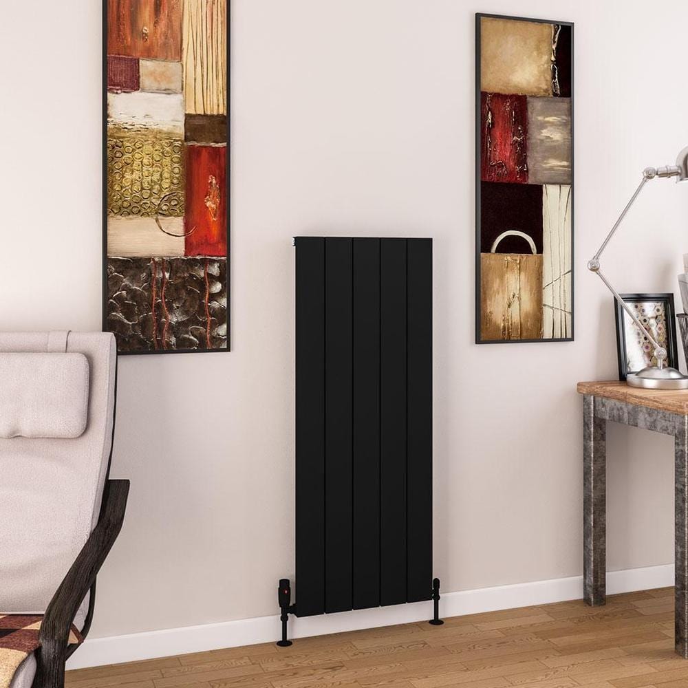 Eastbrook Panel Radiators Eastbrook Charlton Vertical Designer Radiator in Matt Black 1200 x 470 / Central Heating