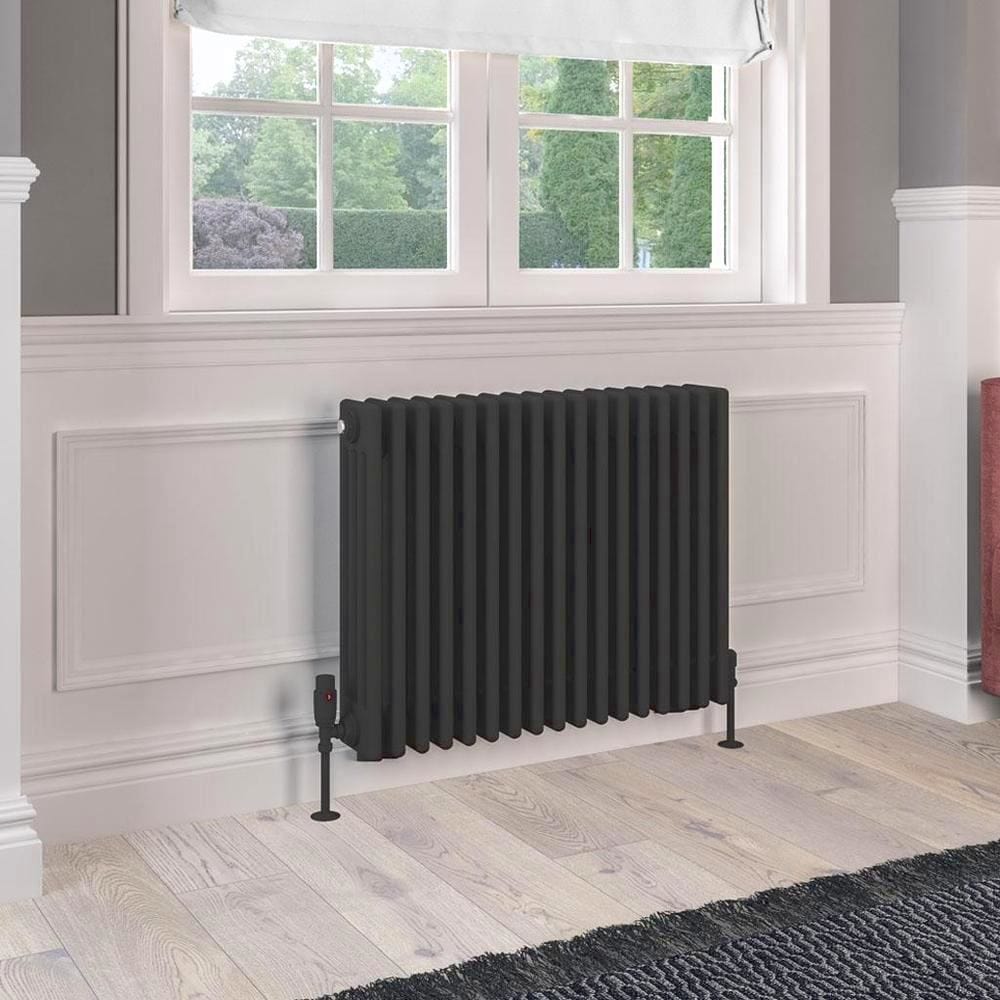 Eastbrook Column Radiator Eastbrook Rivassa Traditional 4 Column Radiator in Matt Black 600 x 785 / Electric Only