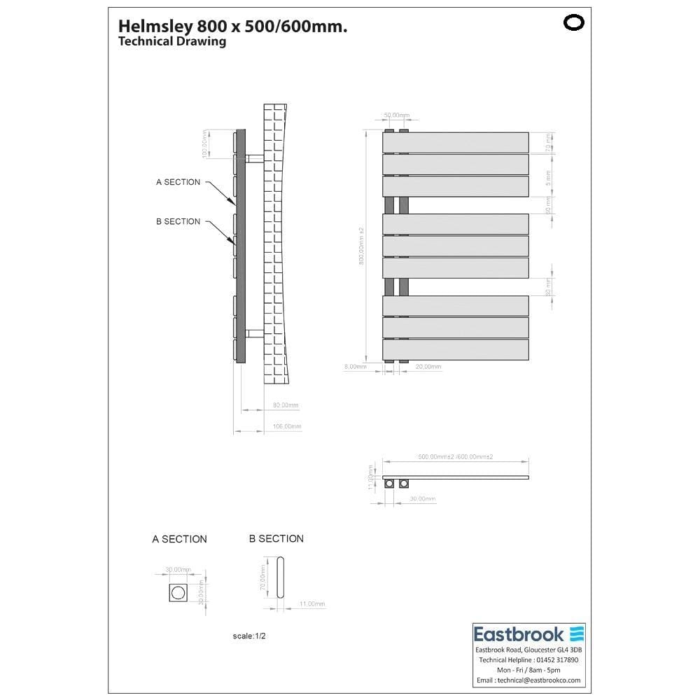 Eastbrook Designer Towel Radiator Eastbrook Helmsley Straight Vertical Designer Towel Rail in Matt Black