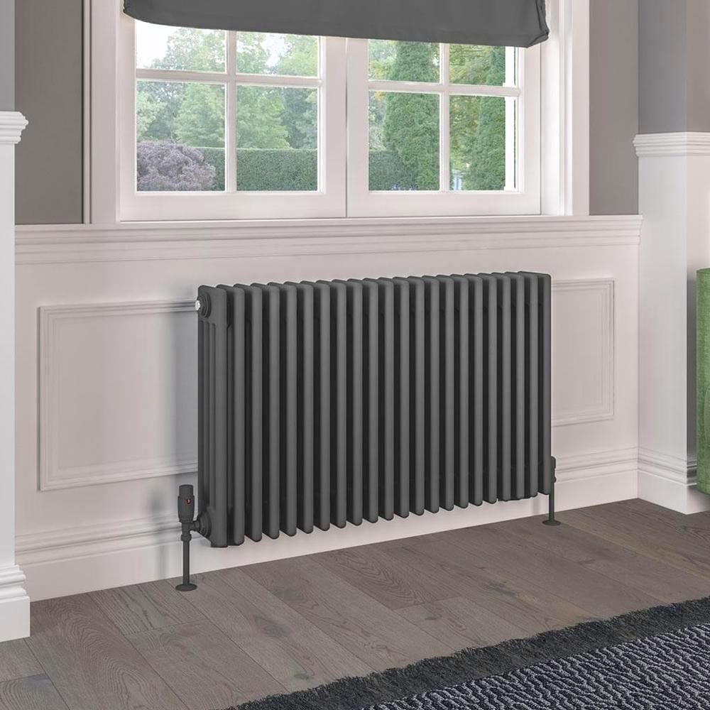 Eastbrook Column Radiator Eastbrook Rivassa Traditional 4 Column Radiator in Matt Anthracite 600 x 1010 / Electric Only