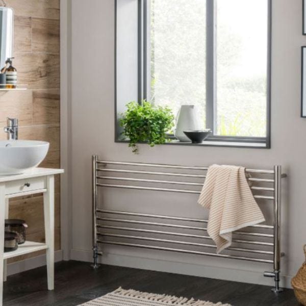 Vogue Ladder Rails Vogue Pearl Straight Ladder Towel Rail in Polished Stainless Steel 600 x 1000 / Central Heating