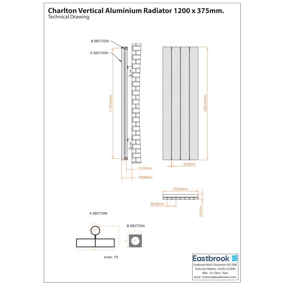 Eastbrook Eastbrook Charlton Vertical Designer Radiator in Matt White