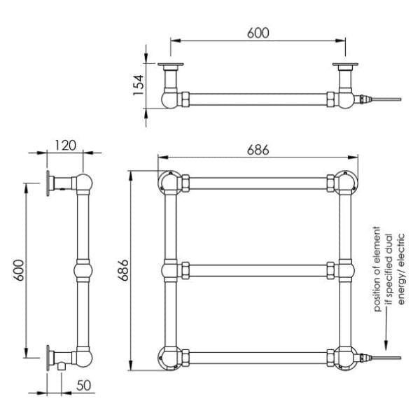 Vogue Traditional Towel Radiators Vogue Grandeur Straight Wall Mounted Traditional Towel Rail in Chrome