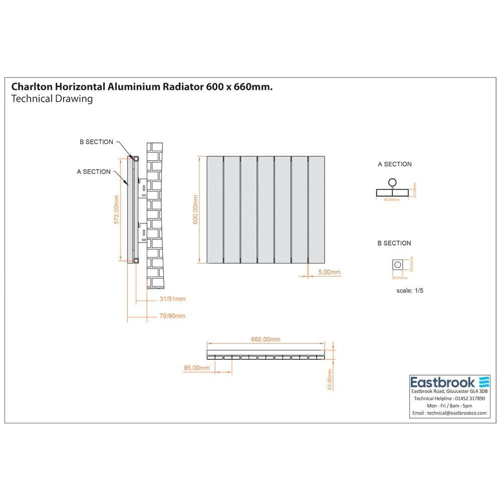 Eastbrook Flat Panel Radiators Eastbrook Charlton Horizontal Designer Radiator in Matt Anthracite