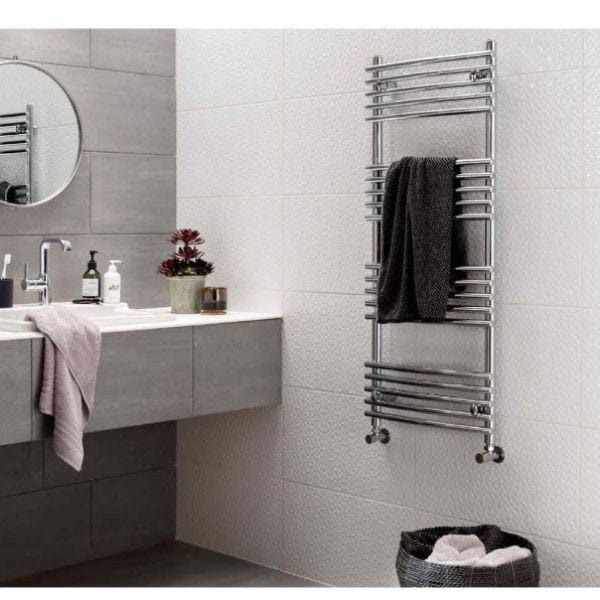 Vogue Designer Towel Radiator Vogue Melody Curved Designer Towel Radiator in Chrome 1186 x 500 / Central Heating