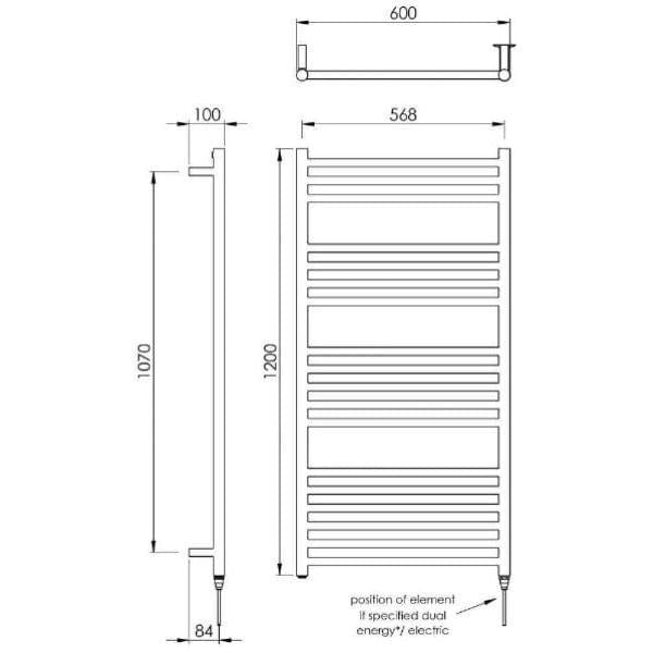Vogue Ladder Rail Vogue Chube Straight Ladder Rail in Polished Stainless Steel