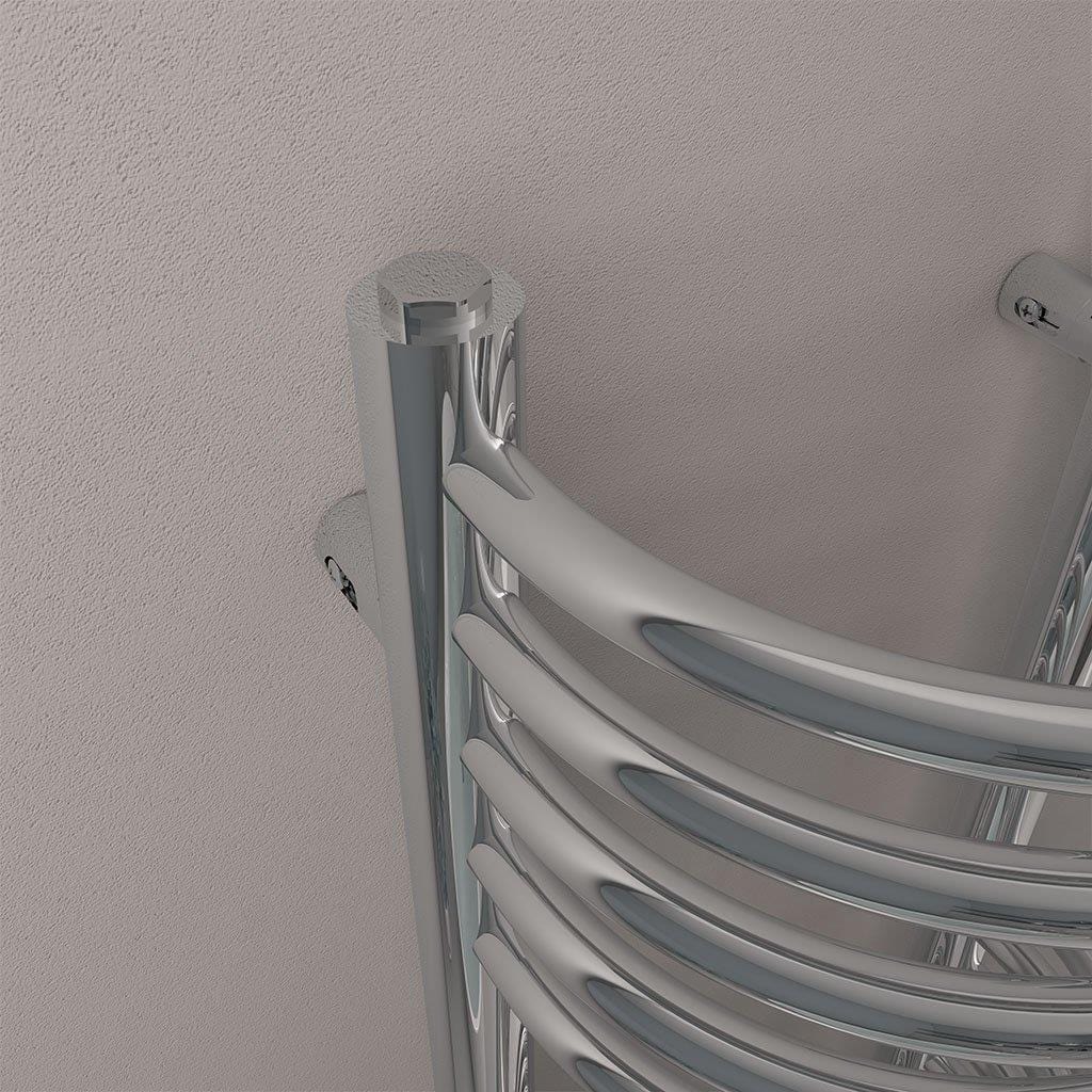 Eastbrook Designer Towel Radiators Eastbrook Mezzo Tondo Curved Vertical Heated Towel Rail - 1600mm x 320mm - Chrome - Central Heating - 41.0248