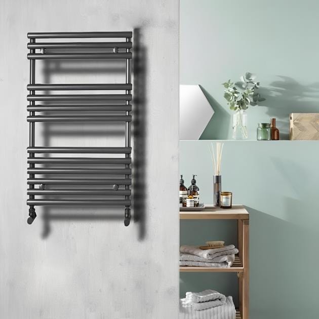Redroom Designer Towel Radiators Redroom TT Lux Straight Vertical Heated Towel Rail in Matt Black 675 x 496