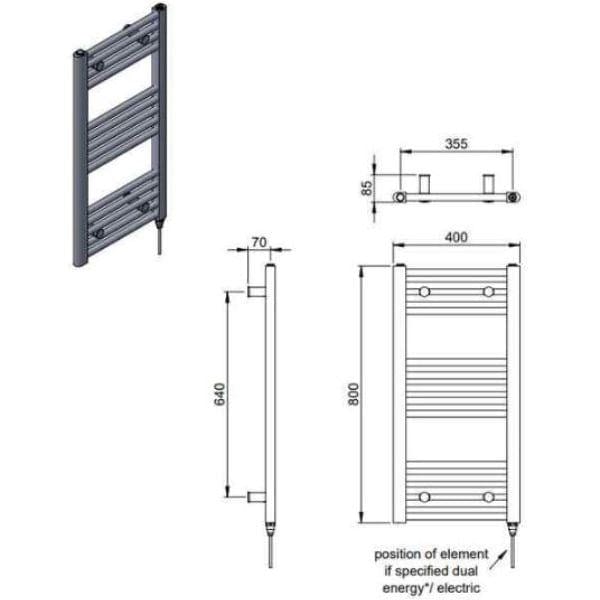 Vogue Ladder Rails Vogue Axis Straight Ladder Towel Rail in Chrome