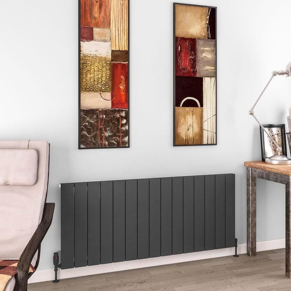 Eastbrook Flat Panel Radiators Eastbrook Charlton Horizontal Designer Radiator in Matt Anthracite 600 x 1420 / Dual Fuel