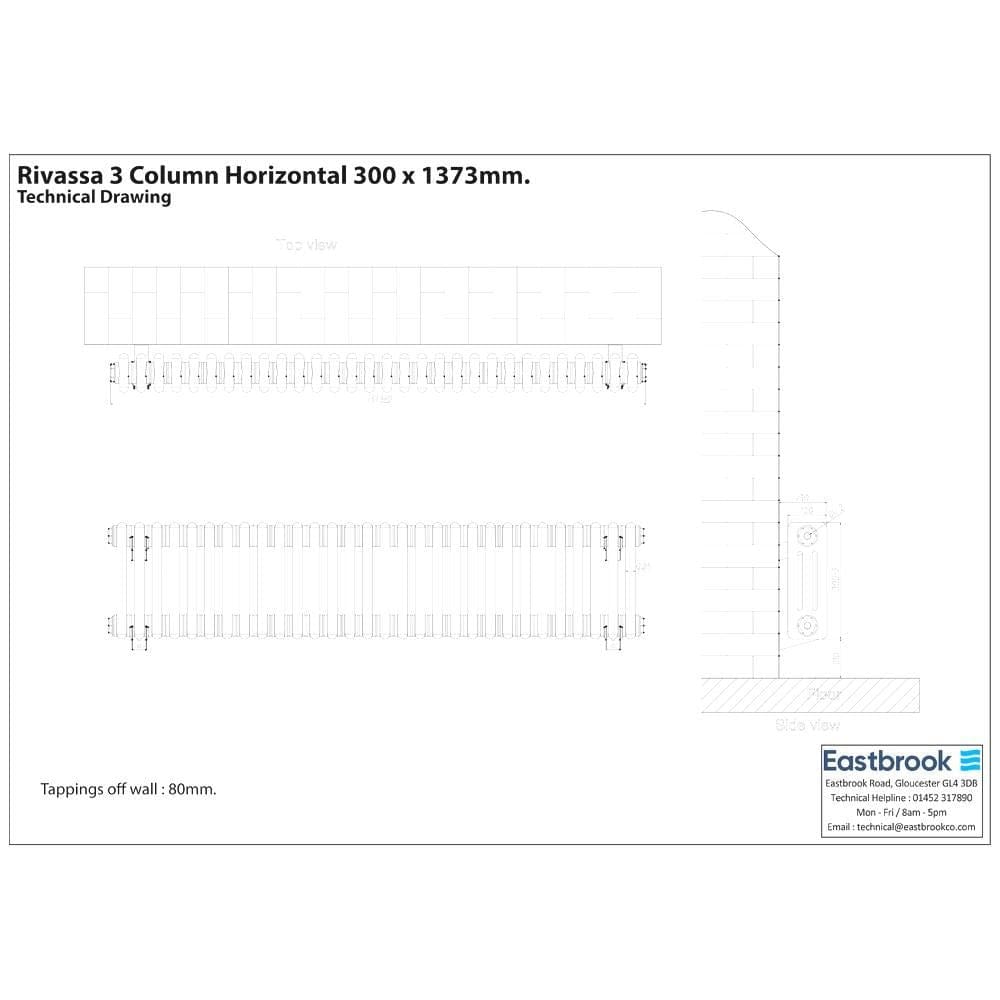 Eastbrook Rivassa Traditional 3 Column Radiator in Matt Anthracite