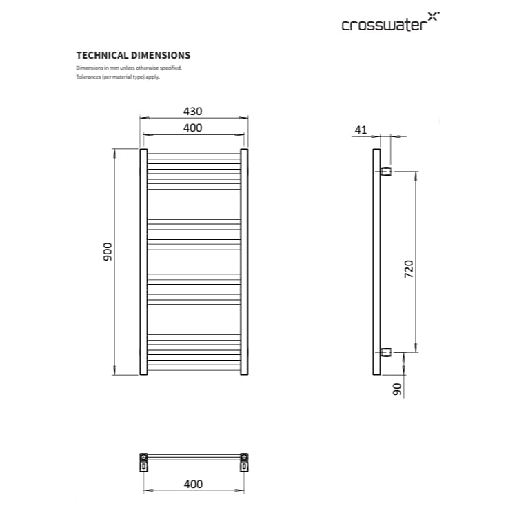 Crosswater Ladder Rails Crosswater MPRO Designer Vertical Towel Radiator in Matt Black