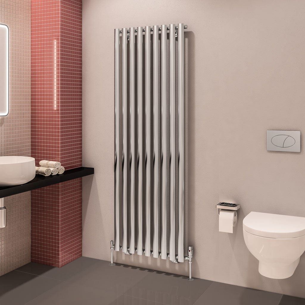 Eastbrook Panel Radiators Eastbrook Tunstall Straight Vertical Designer Radiator in Chrome 1800 x 630
