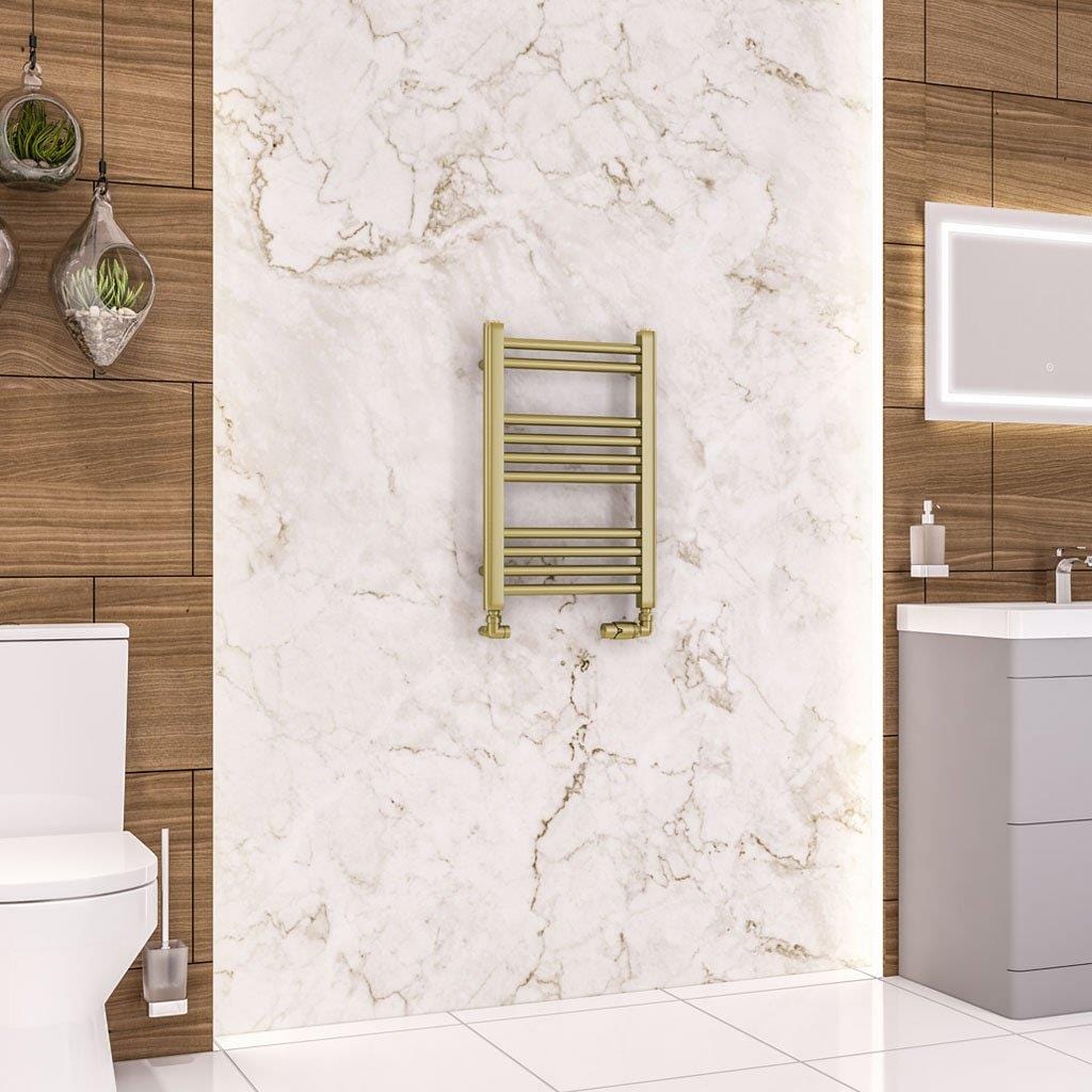 Eastbrook Ladder Rails Eastbrook Wendover Straight Heated Towel Rail in Brushed Brass