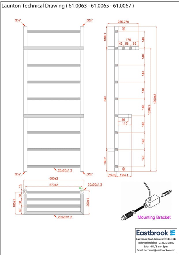 Eastbrook Designer Towel Radiator Eastbrook Launton Straight Vertical Heated Towel Rail in Chrome
