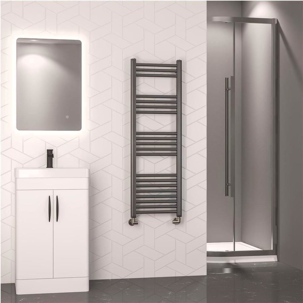 Eastbrook Ladder Rail Eastbrook Wendover Straight Heated Towel Rail in Brushed Gunmetal 1200 x 400mm / Electric Only