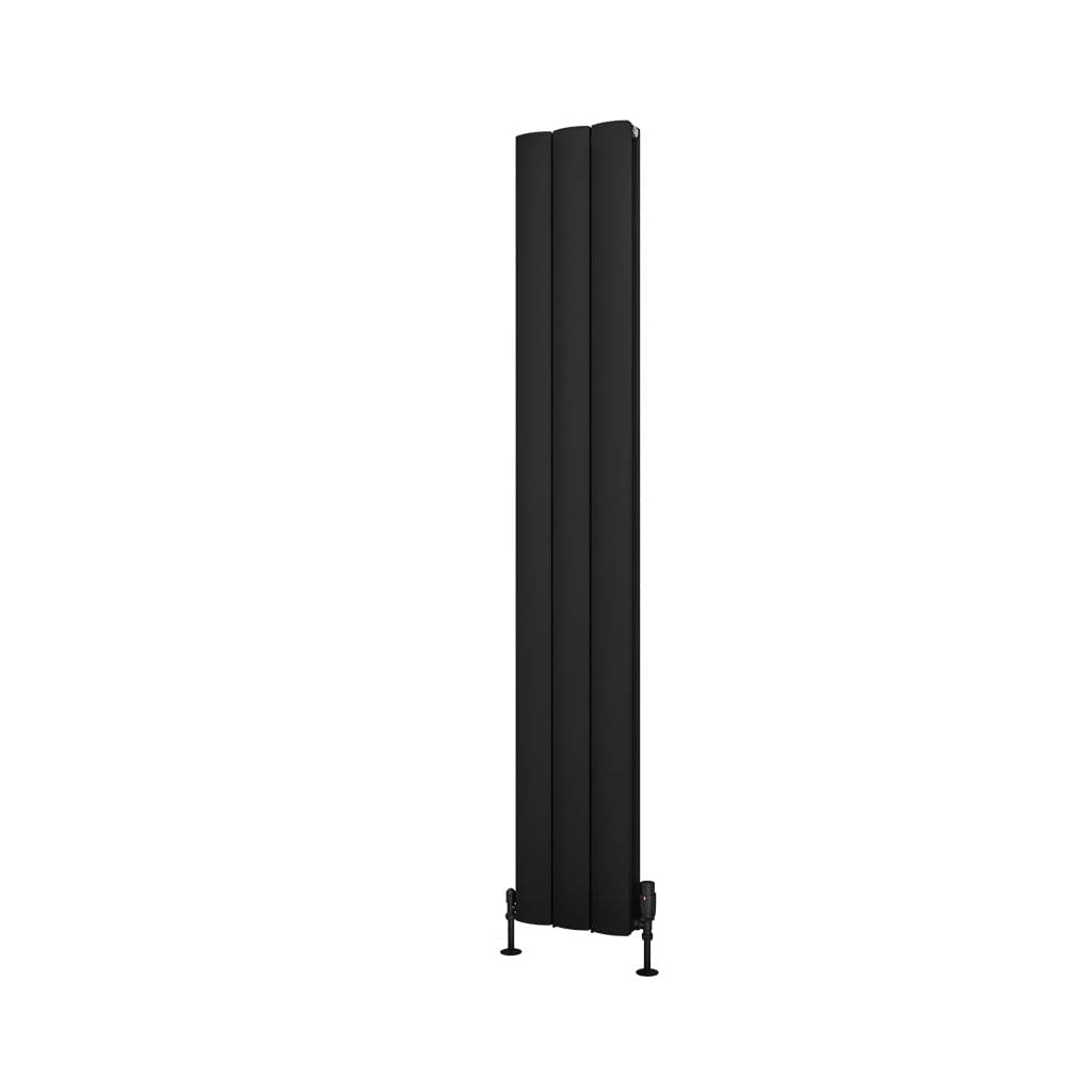 Eastbrook Panel Radiators Eastbrook Guardia Straight Vertical Aluminium Radiator in Matt Black