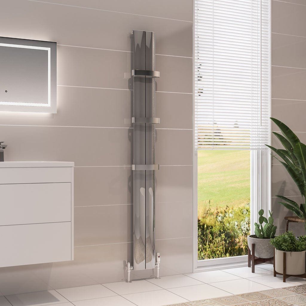 Eastbrook Panel Radiators Eastbrook Berlini Straight Vertical Aluminium Radiator in Polished Aluminium 1800 x 185 / Central Heating