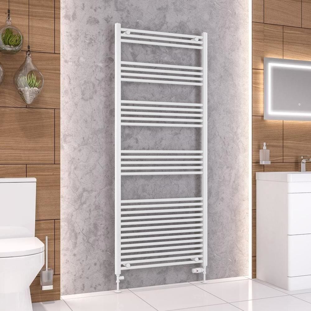 Eastbrook Ladder Rail Eastbrook Wendover Straight Vertical Heated Towel Rail in White 1800 x 750 / Dual Fuel