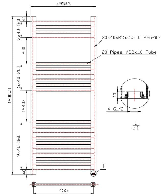 Aquarius Ladder Rails Aquarius Noir High Output Ladder Towel Rail in Matt Black