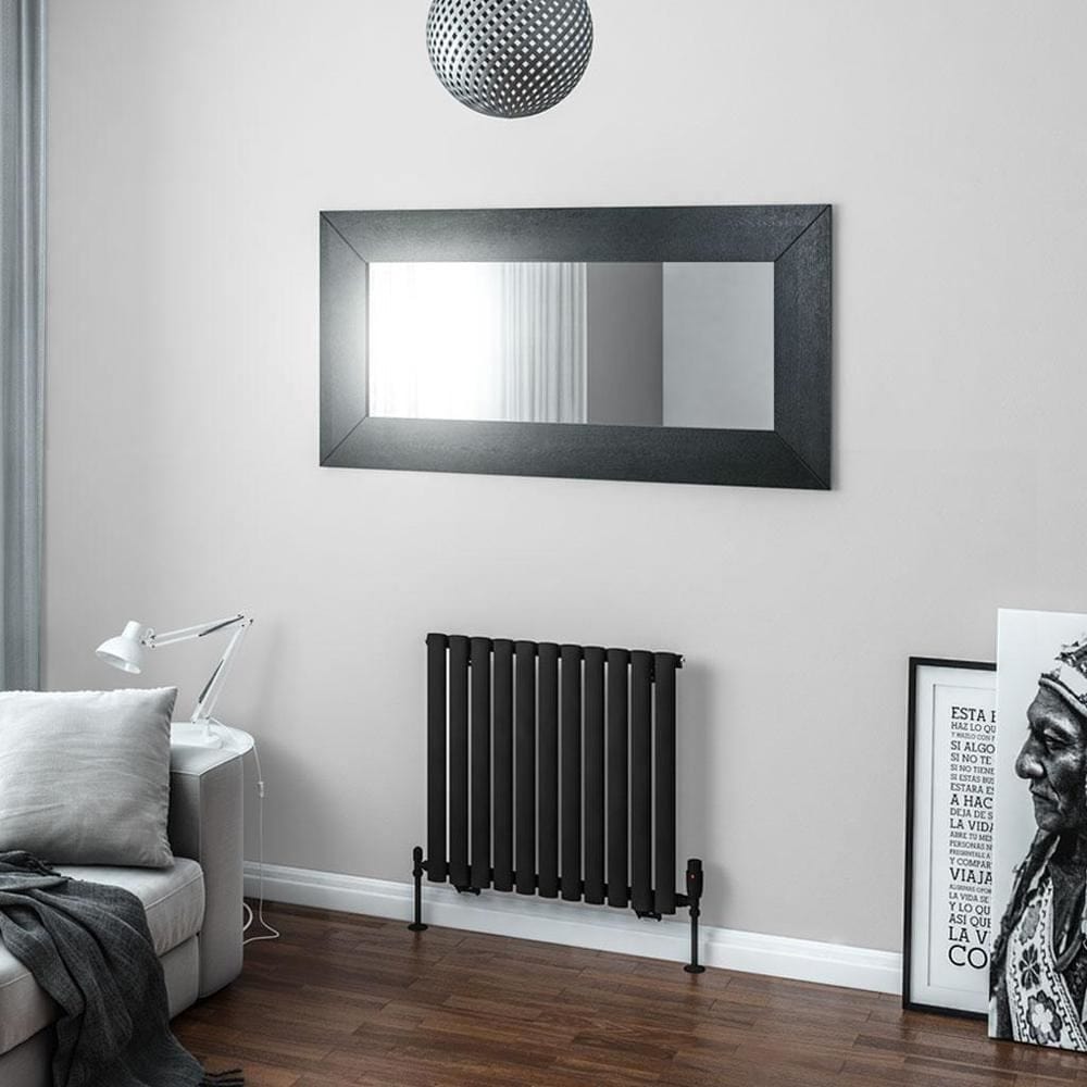 Eastbrook Panel Radiator Eastbrook Tunstall Straight Horizontal Designer Radiator in Matt Black 600 x 648mm
