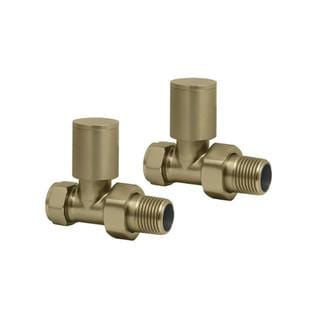 Totally Rads Radiator Valves Redroom Straight Manual Round Radiator Valves (Pair) Brushed Brass
