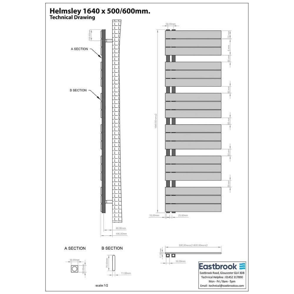 Eastbrook Designer Towel Radiator Eastbrook Helmsley Straight Vertical Designer Towel Rail in Matt Black