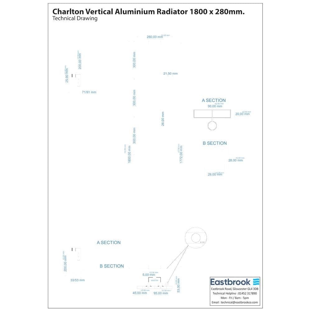 Eastbrook Panel Radiator Eastbrook Charlton Vertical Designer Radiator in Matt White