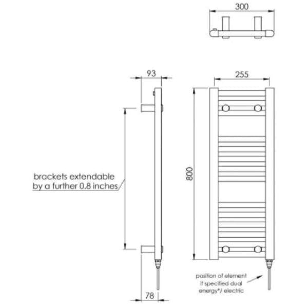 Vogue Ladder Rails Vogue Focus Straight Towel Rail in White