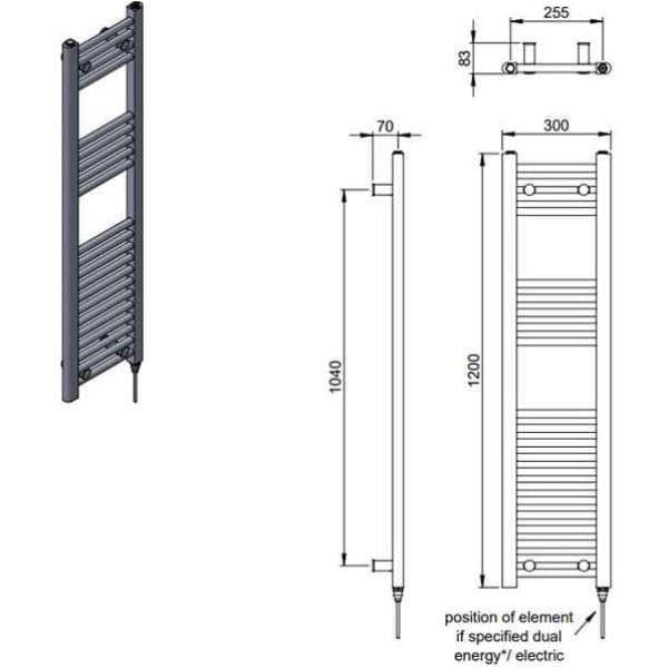 Vogue Ladder Rails Vogue Axis Straight Ladder Towel Rail in Chrome