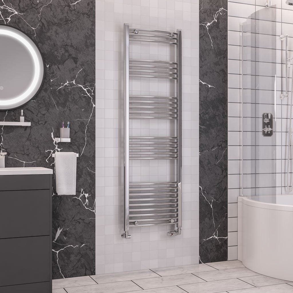 Eastbrook Ladder Rails Eastbrook Wendover Curved Vertical Heated Towel Rail in Chrome 1600 x 500 / Central Heating