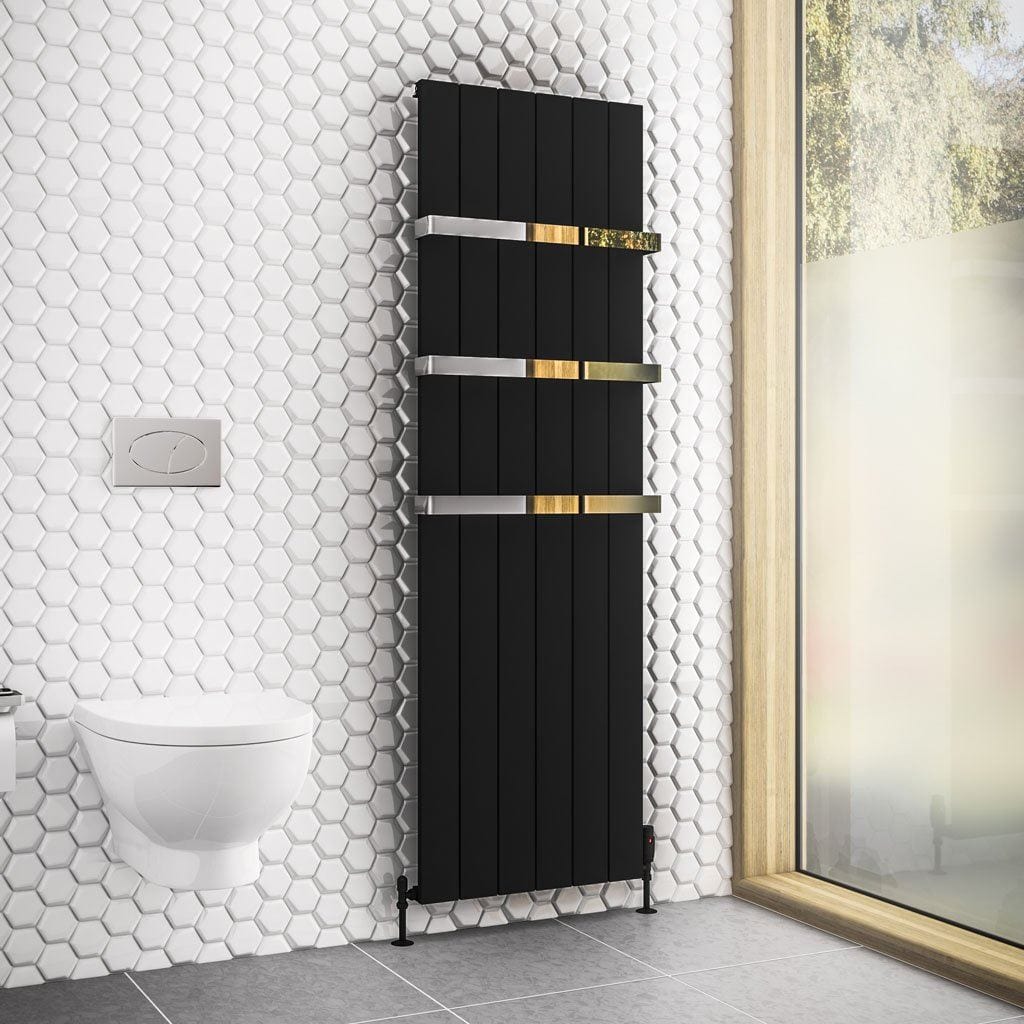 Eastbrook Panel Radiator Eastbrook Rosano Straight Vertical Aluminium Radiator in Matt Black 1800 x 565mm / Central Heating