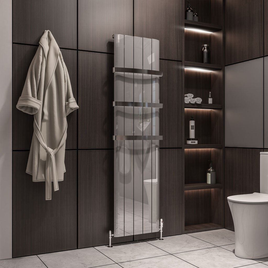 Eastbrook Vertical Panel Radiators Eastbrook Peretti Straight Vertical Aluminium Radiator in Polished Aluminium