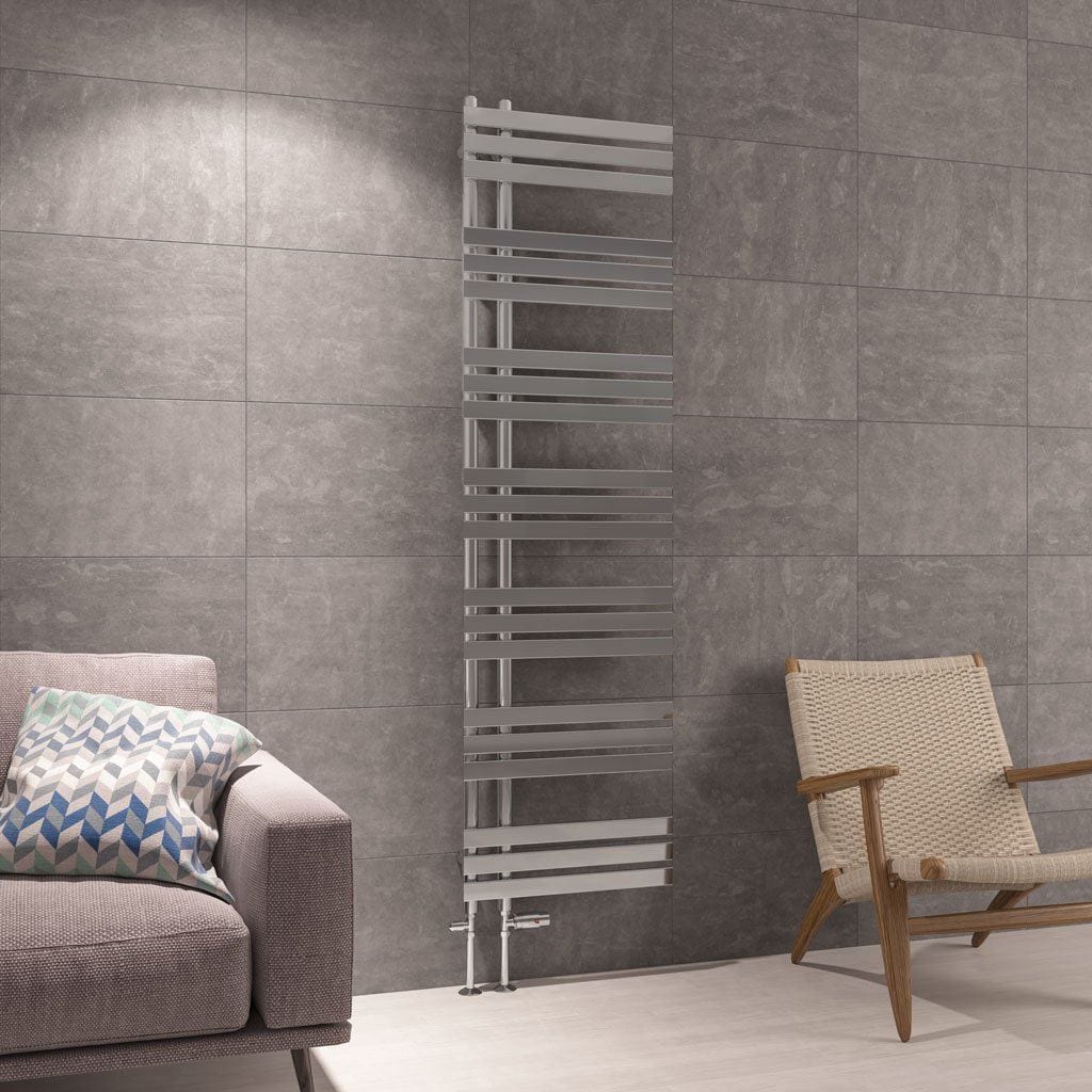 Eastbrook Designer Towel Radiators Eastbrook Leonardo Straight Vertical Heated Towel Rail in Chrome 1800 x 500mm / Dual Fuel