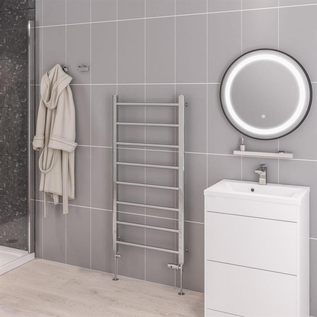 Eastbrook Ladder Rail Eastbrook Tuscan Round Heated Towel Rail in Chrome 1200 x 600 / Central Heating