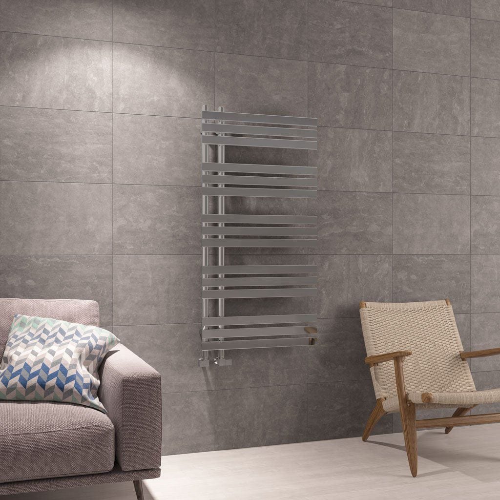 Eastbrook Designer Towel Radiators Eastbrook Leonardo Straight Vertical Heated Towel Rail in Chrome 1200 x 600mm / Dual Fuel