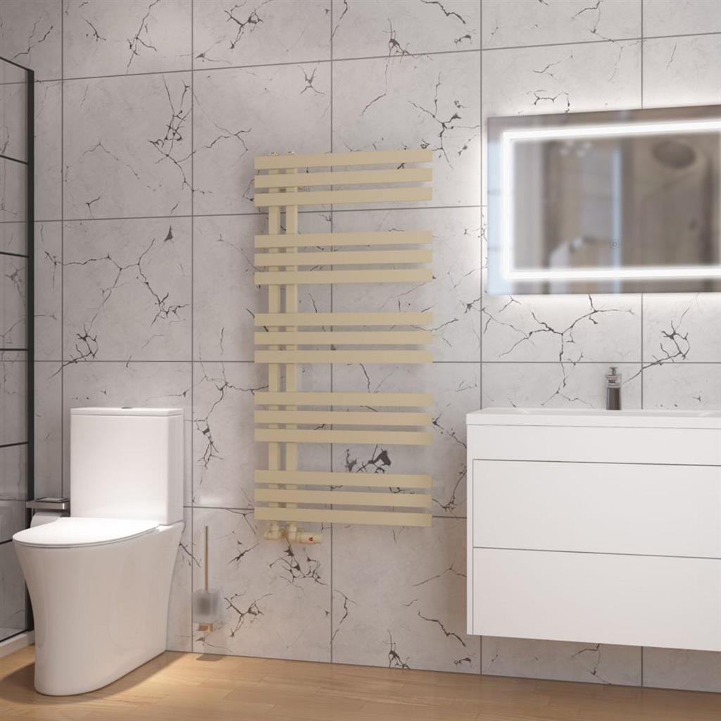 Eastbrook Designer Towel Radiator Eastbrook Hurley Vertical Straight Heated Towel Rail - 1200mm x 600mm in Matt Cappuccino